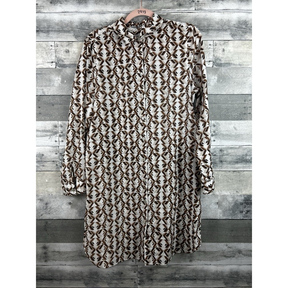 Chicos Women's Long Sleeve Button Up Shirt Dress Size 1 Medium